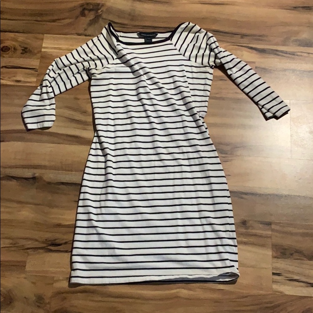Striped French Connection 3/4 sleeve midi dress